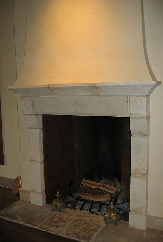 Custom Fireplace in Antique Limestone Block