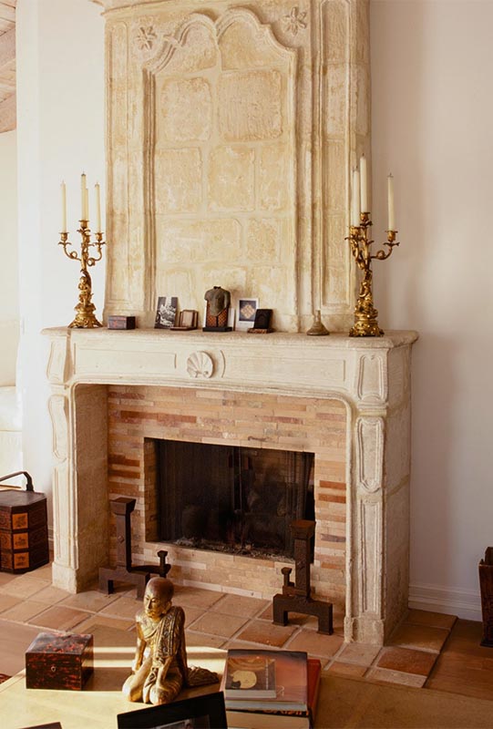 Antique French Limestone Fireplace
